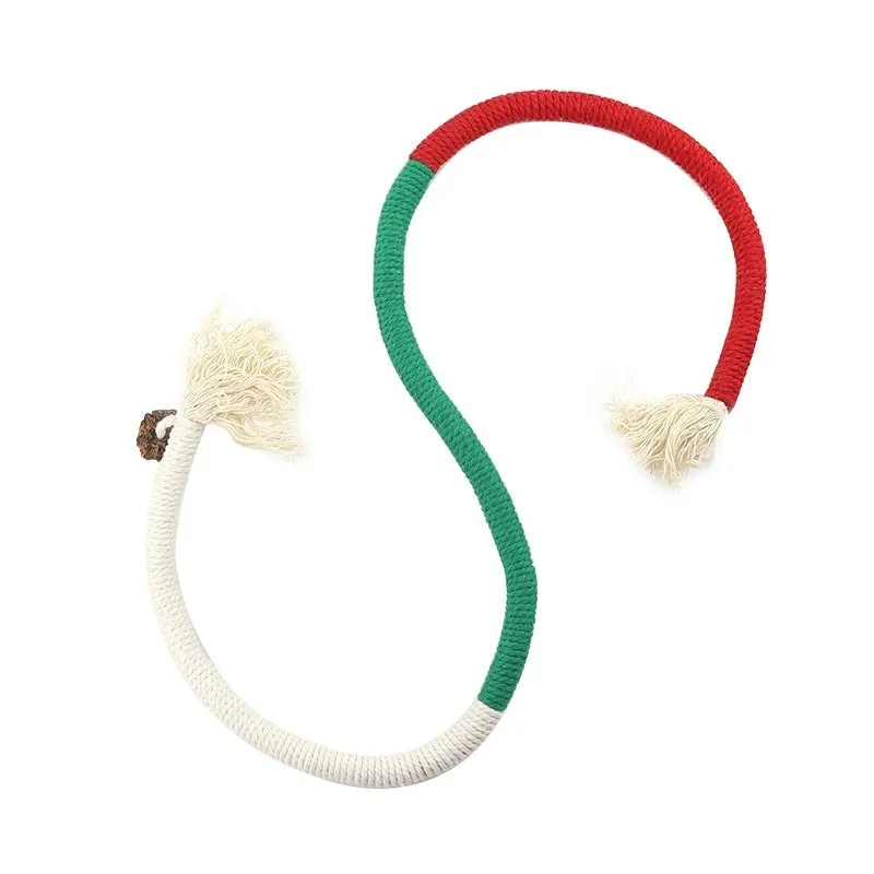 Cat bite rope toy self-hi relieving stuffy pet toy in traffic light colour with cotton thread construction
