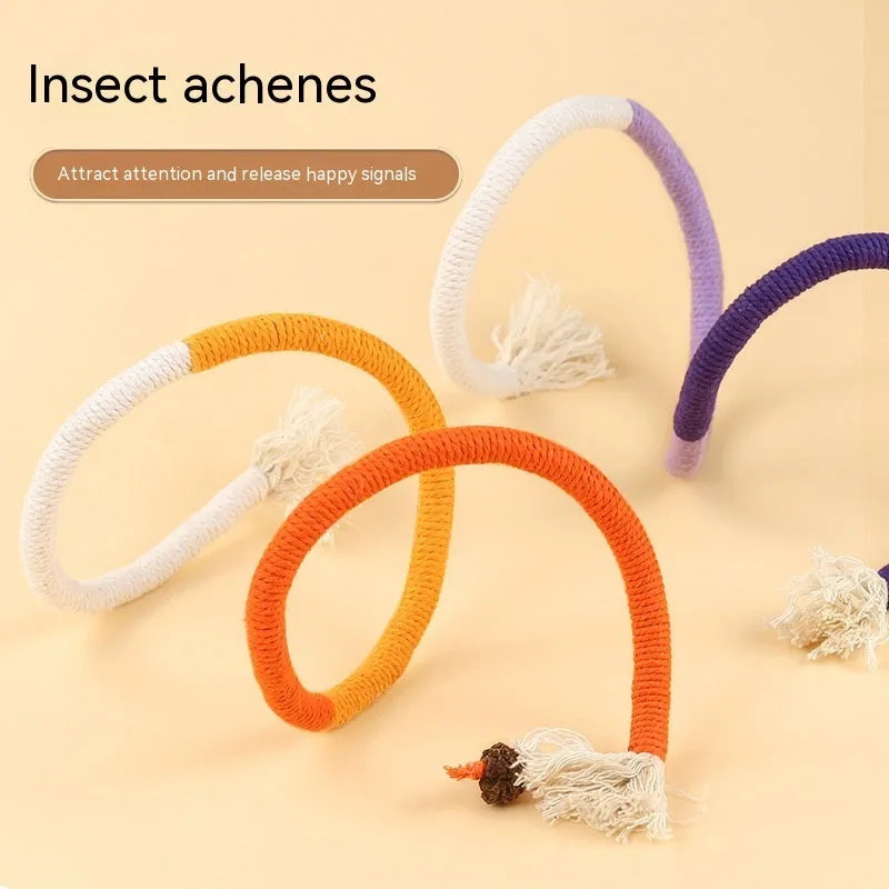 Cat bite rope toy self-hi relieving stuffy pet toy in traffic light colour with cotton thread construction