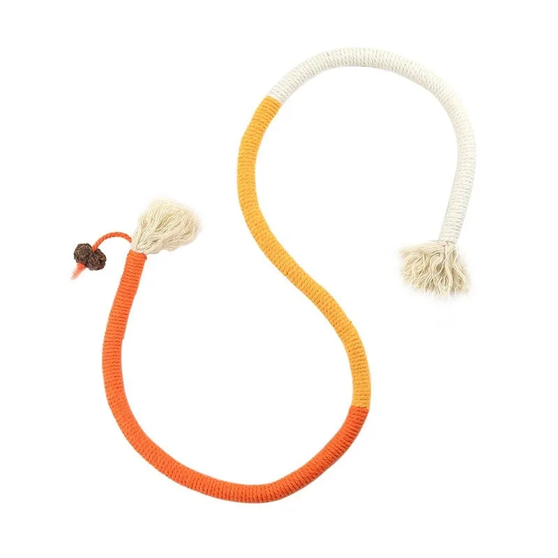 Cat bite rope toy self-hi relieving stuffy pet toy in traffic light colour with cotton thread construction