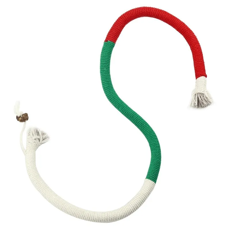 Cat bite rope toy self-hi relieving stuffy pet toy in traffic light colour with cotton thread construction