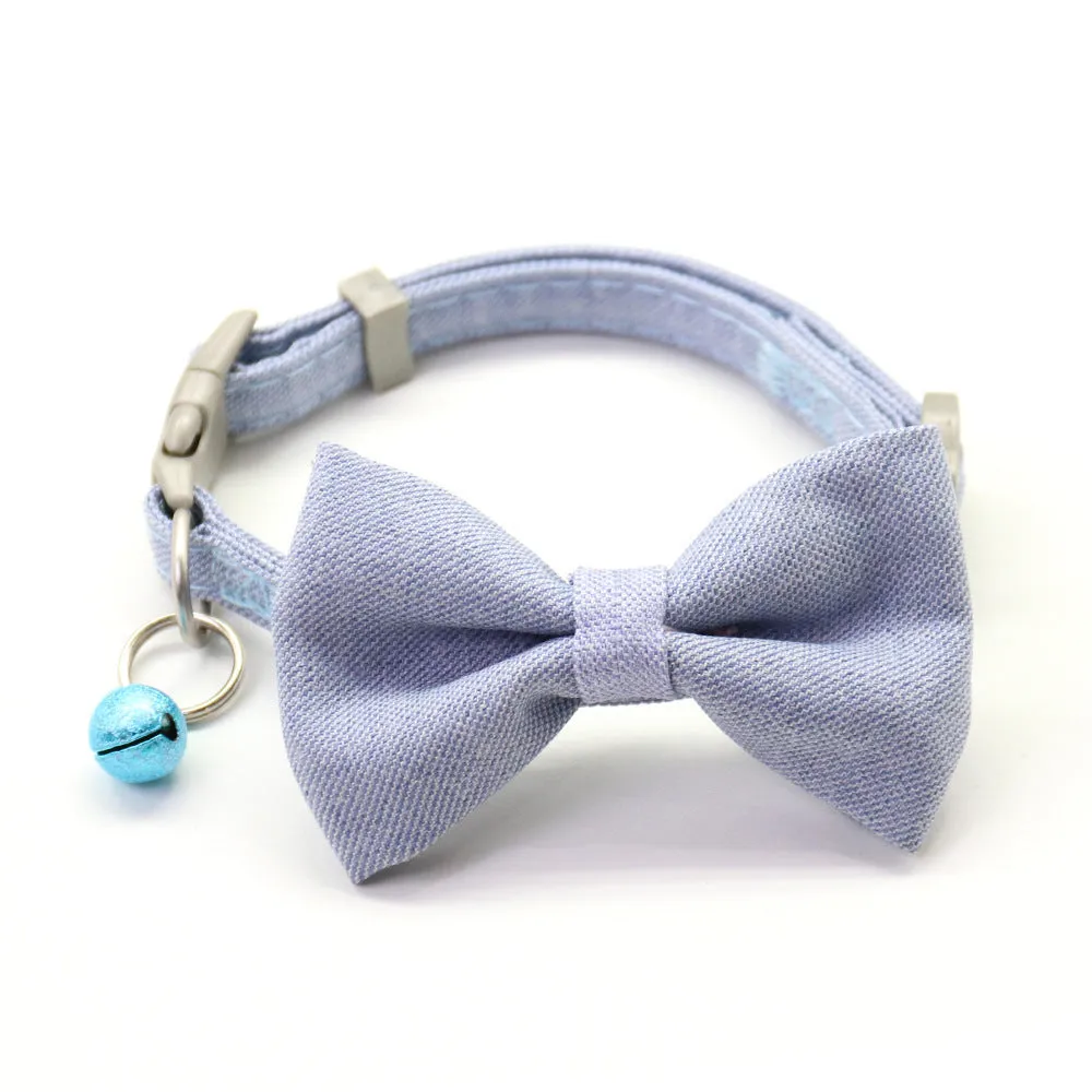 Cotton bow tie dog collar leash with adjustable buckle, pink, on a dog walking with 1.2 metre rope