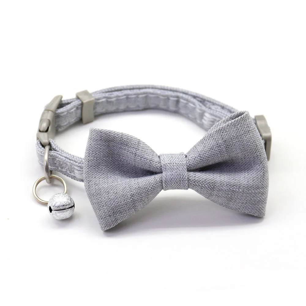 Cotton bow tie dog collar leash with adjustable buckle, pink, on a dog walking with 1.2 metre rope