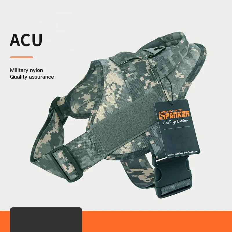 Large and medium dog harness with 1050D nylon and military webbing, adjustable bust and neck, wolf brown colour