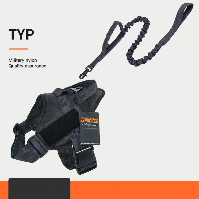 Large and medium dog harness with 1050D nylon and military webbing, adjustable bust and neck, wolf brown colour