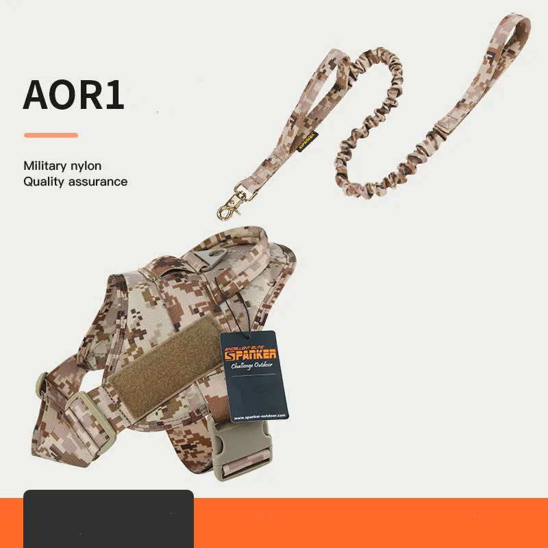 Large and medium dog harness with 1050D nylon and military webbing, adjustable bust and neck, wolf brown colour