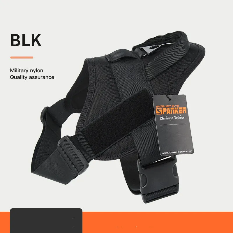 Large and medium dog harness with 1050D nylon and military webbing, adjustable bust and neck, wolf brown colour