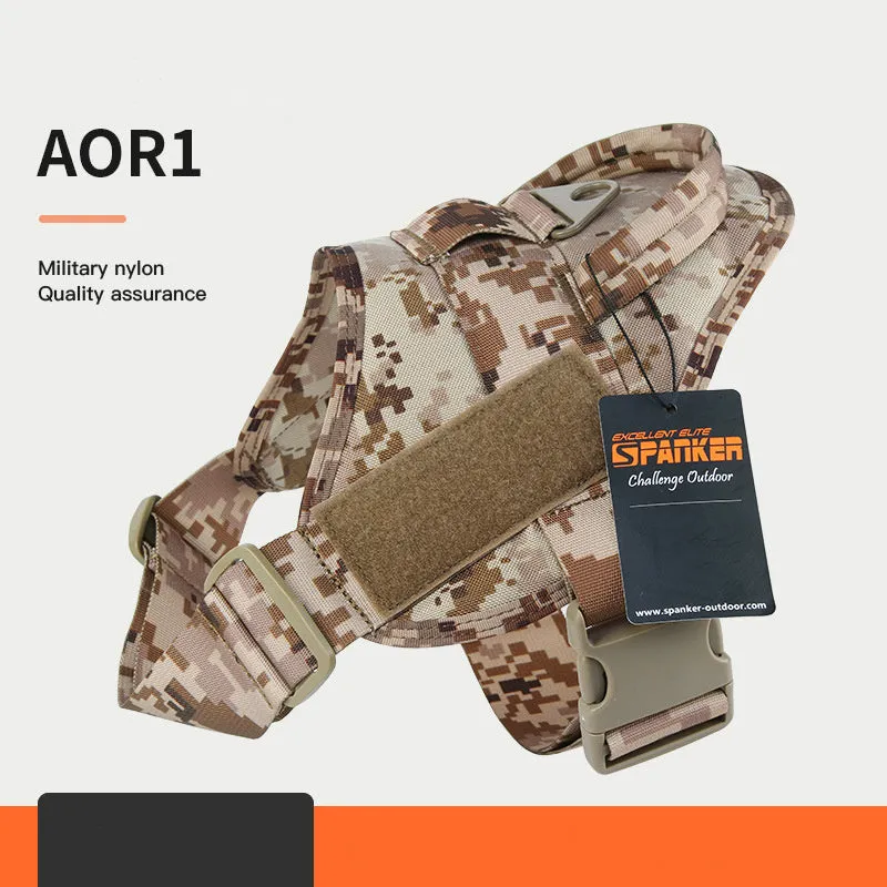 Large and medium dog harness with 1050D nylon and military webbing, adjustable bust and neck, wolf brown colour