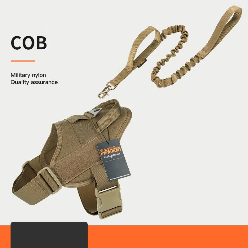 Large and medium dog harness with 1050D nylon and military webbing, adjustable bust and neck, wolf brown colour