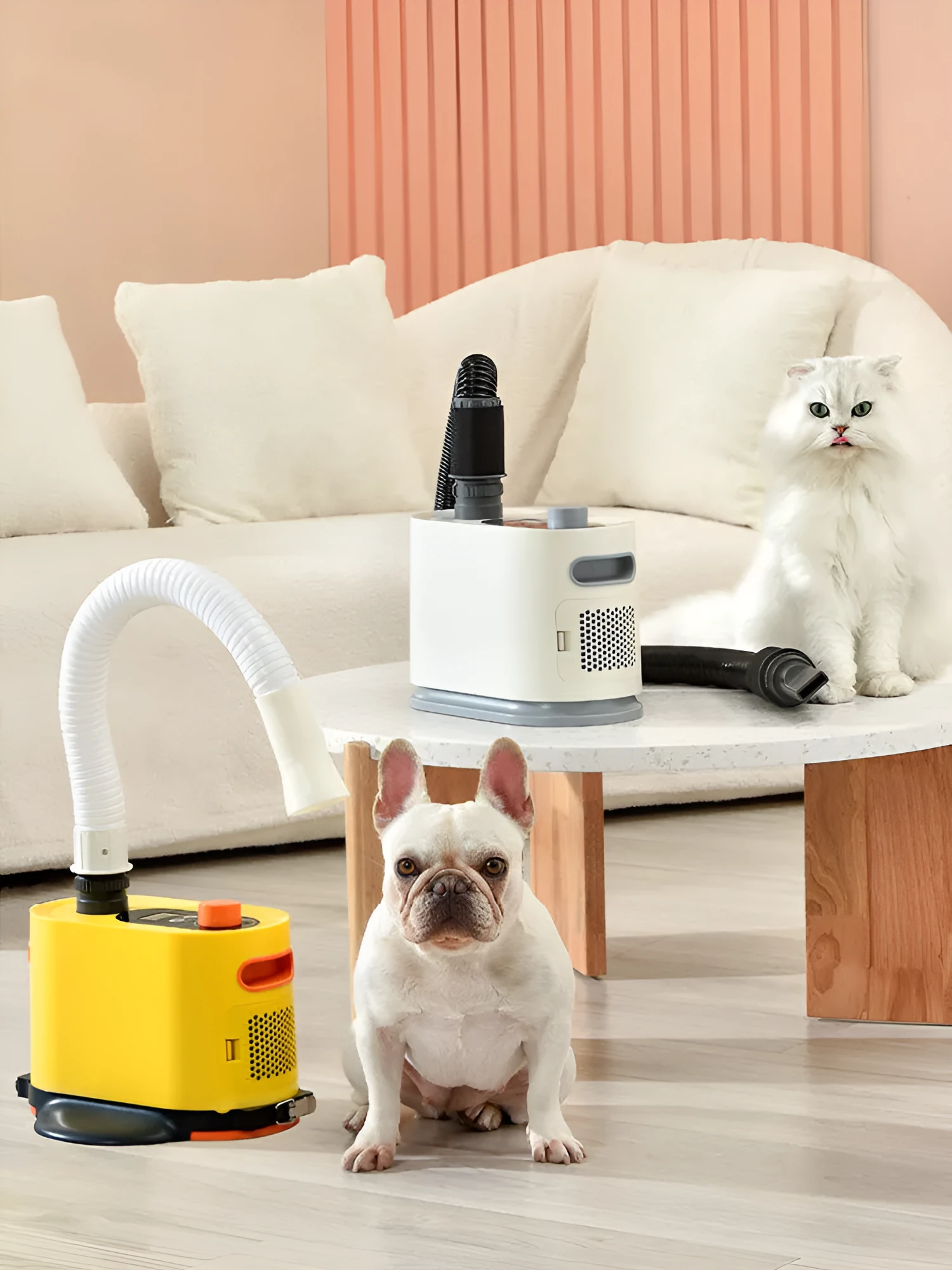 Paike 2000W variable frequency large dog hair drying blower in white with yellow accents