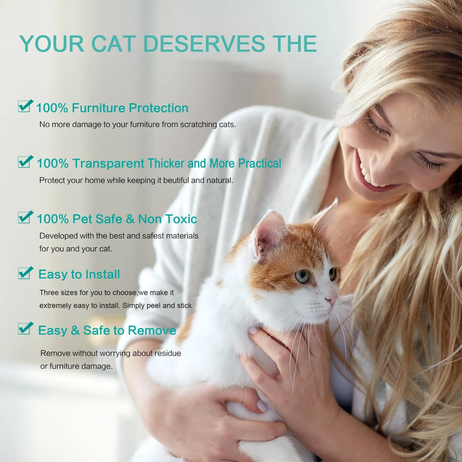 Cat claw protector pad, self-adhesive PVC, 47x15cm, for leather sofa furniture protection