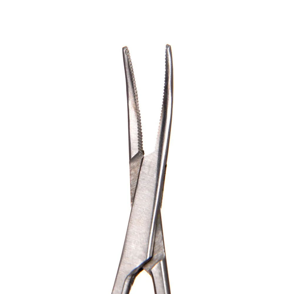 Close up of a 12.5cm stainless steel pet grooming plucking pliers for cat and dog fur removal