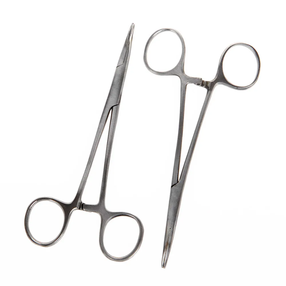 Close up of a 12.5cm stainless steel pet grooming plucking pliers for cat and dog fur removal