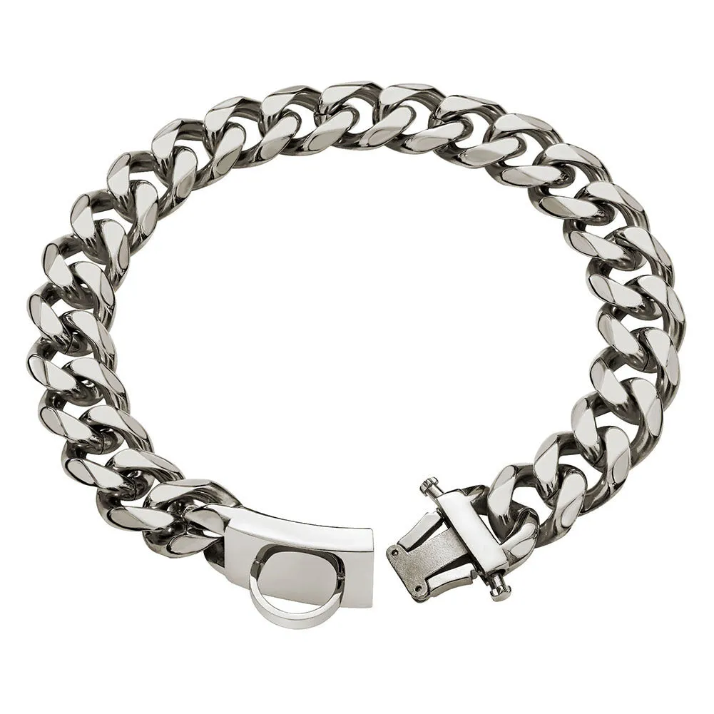 Stainless steel anti-bite dog collar 19mm chain width for medium and large breeds in black colour