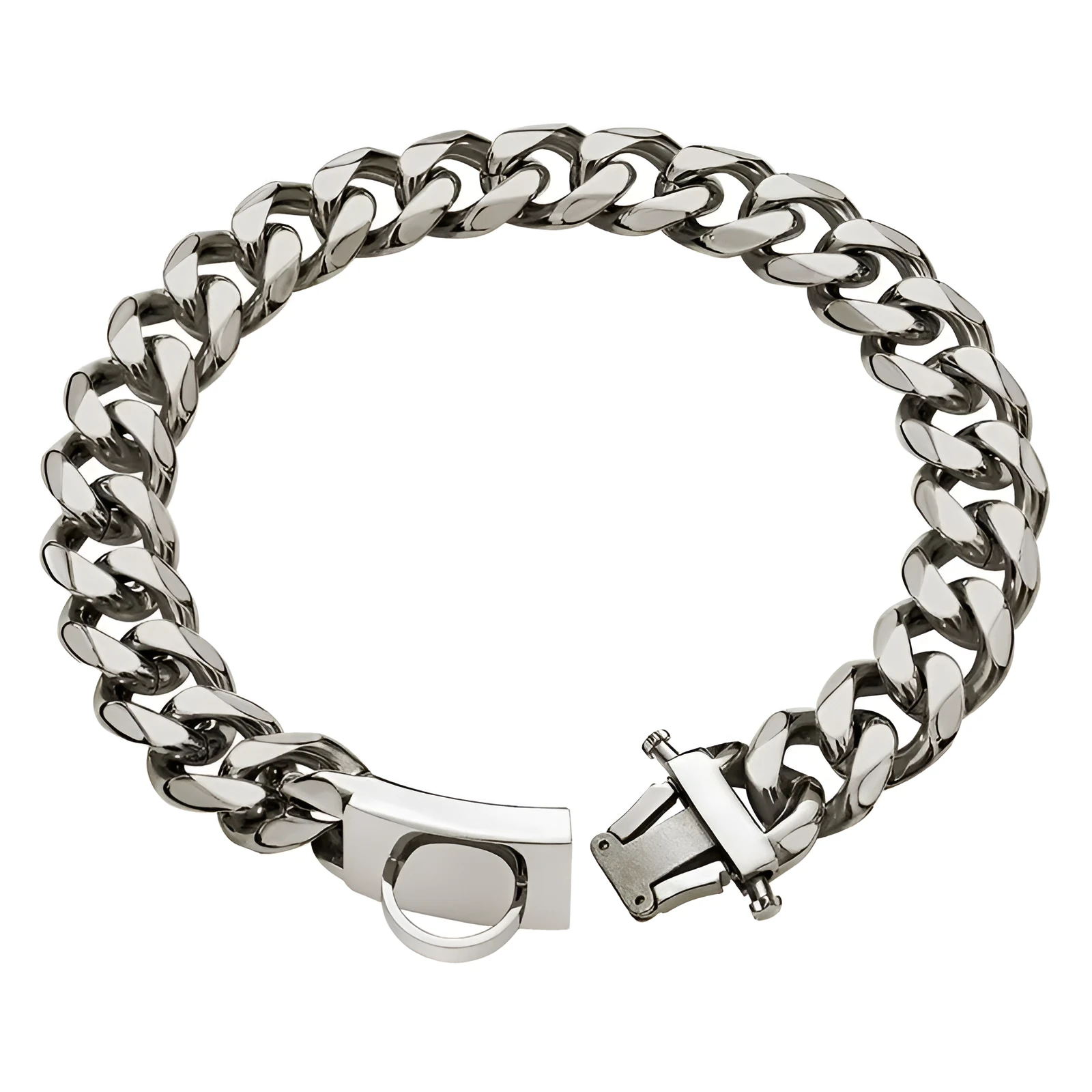 Stainless steel anti-bite dog collar 19mm chain width for medium and large breeds in black colour