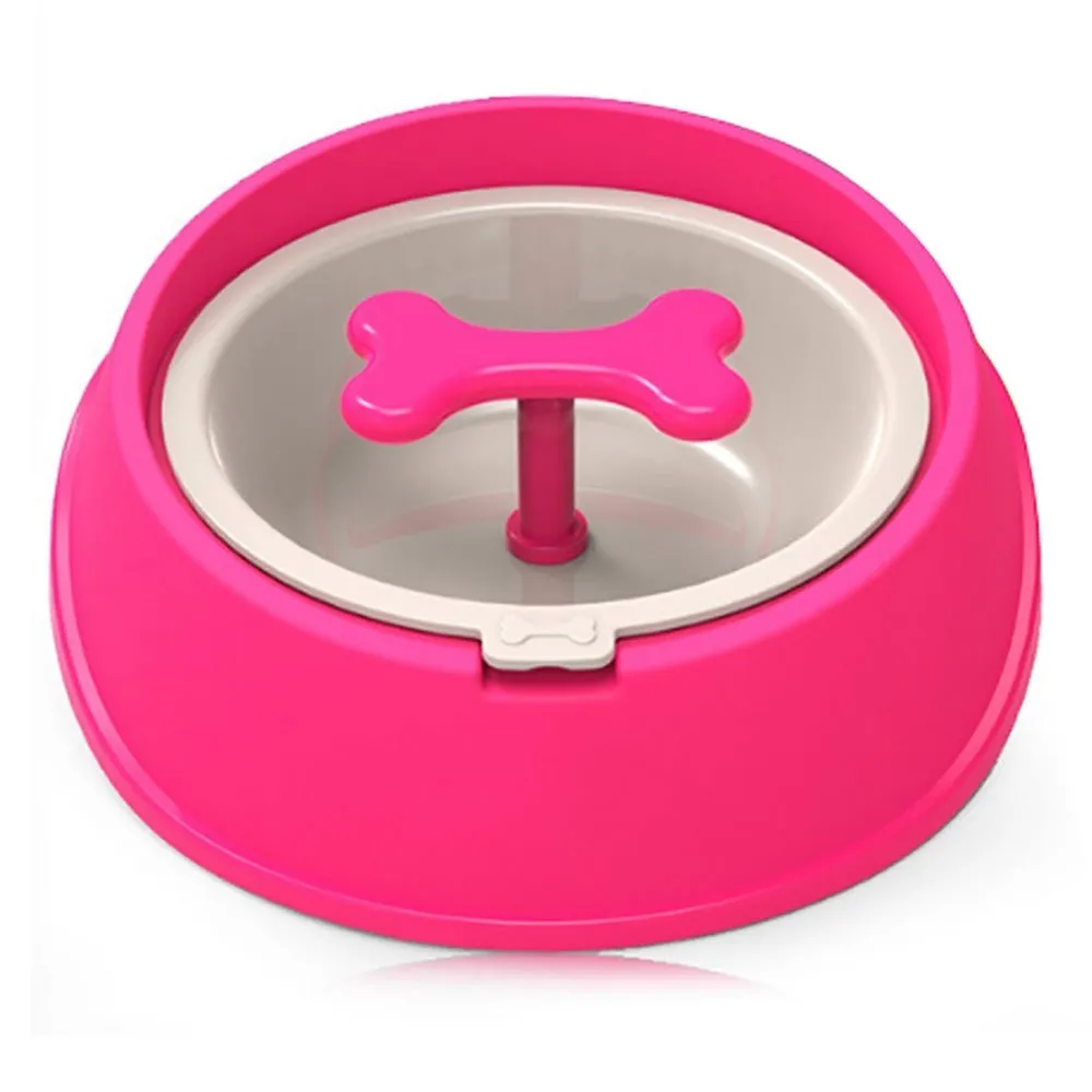 Small plastic slow feeder dog bowl in blue measuring 201x190x69mm