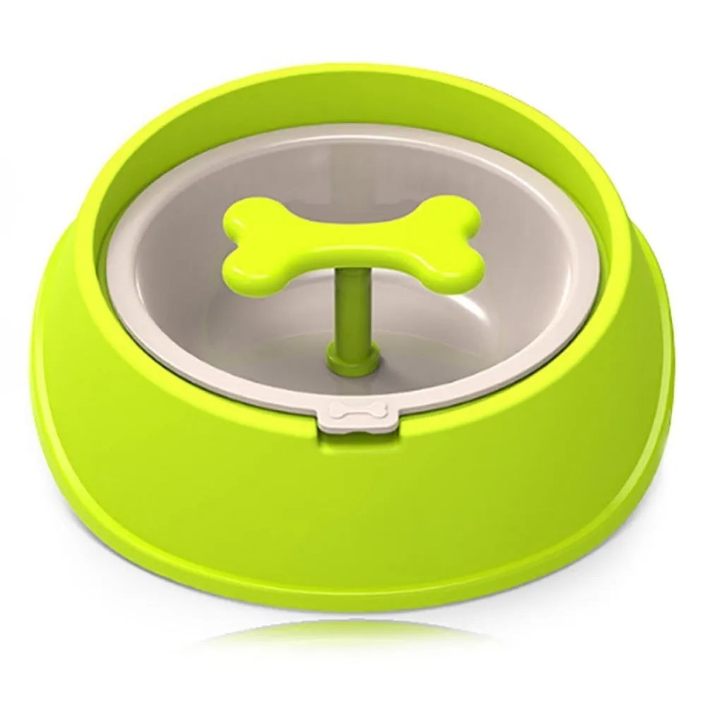 Small plastic slow feeder dog bowl in blue measuring 201x190x69mm