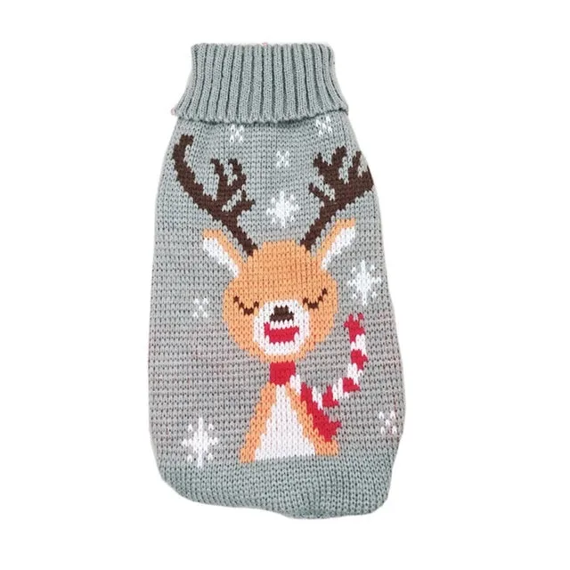 Christmas Maple Snowflake Turtleneck Knitted Sweater for dogs in Red Leaf colour, wool knit fabric