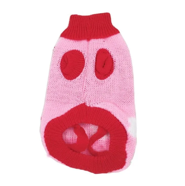 Christmas Maple Snowflake Turtleneck Knitted Sweater for dogs in Red Leaf colour, wool knit fabric