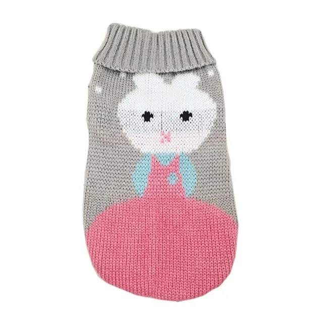 Christmas Maple Snowflake Turtleneck Knitted Sweater for dogs in Red Leaf colour, wool knit fabric