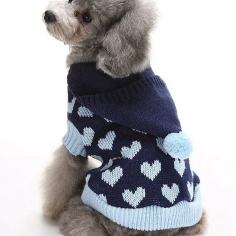 Christmas Maple Snowflake Turtleneck Knitted Sweater for dogs in Red Leaf colour, wool knit fabric