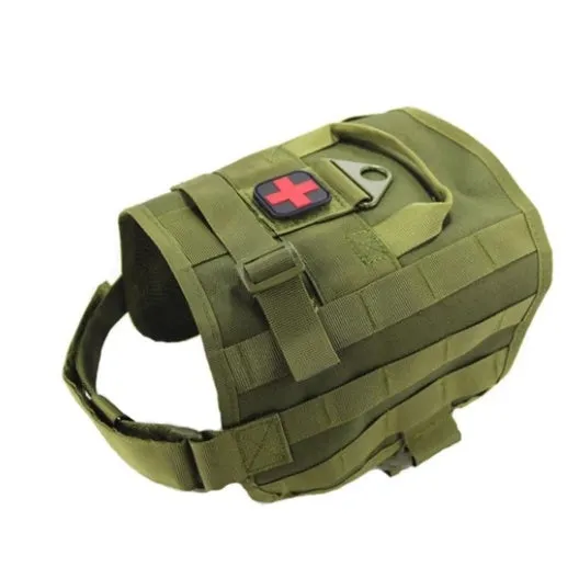 Peitoral Tactical Pet Brasil Vip dog harness in army green, size L, 1000d nylon fabric and nylon webbing with Saigang buckle