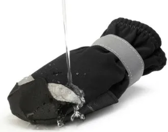 Winter dog shoes reflective waterproof pet boots with fleece lining in black, orange, and red