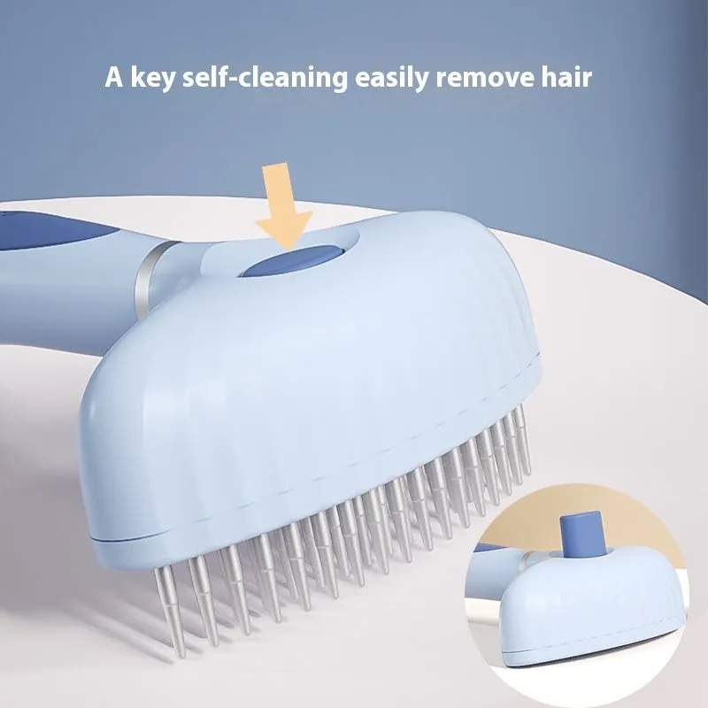 Stainless steel double row dog grooming comb in azure light blue