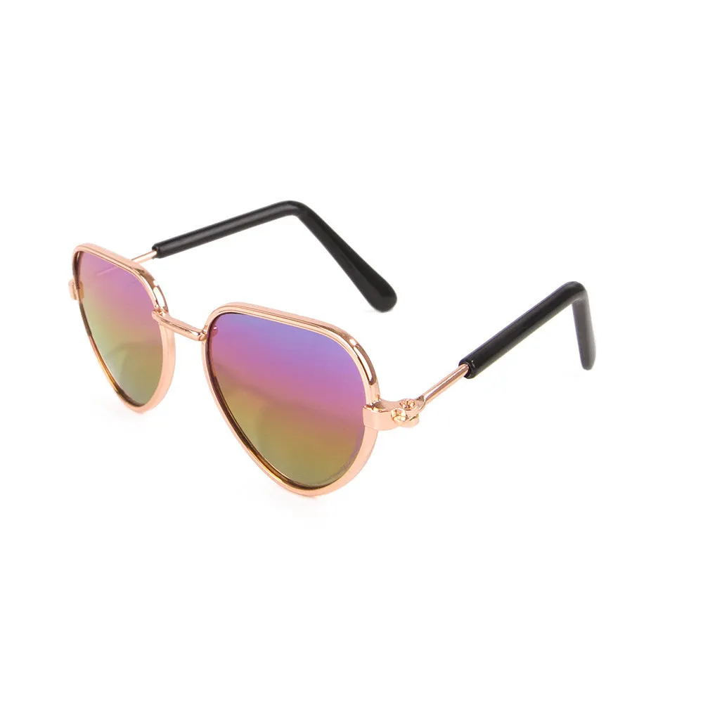 Creative pet sunglasses for cats and dogs with metal frame and polarized lenses in bright colours