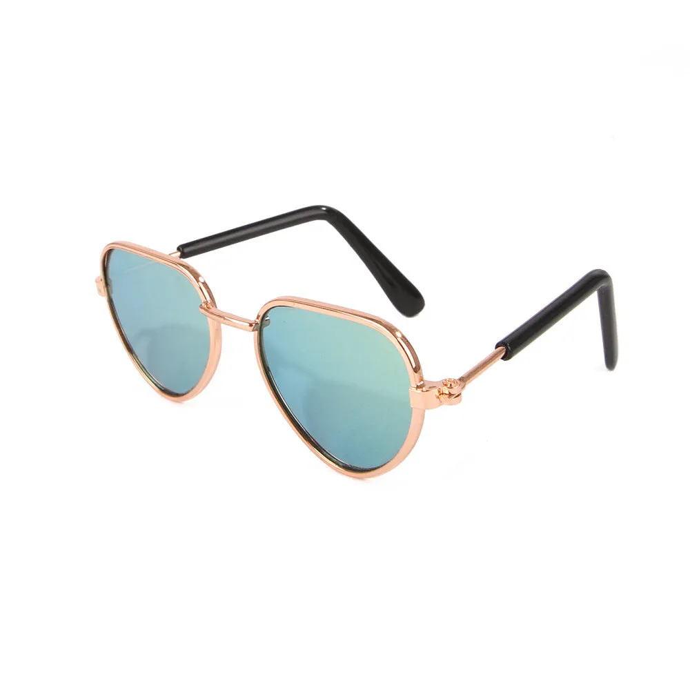 Creative pet sunglasses for cats and dogs with metal frame and polarized lenses in bright colours