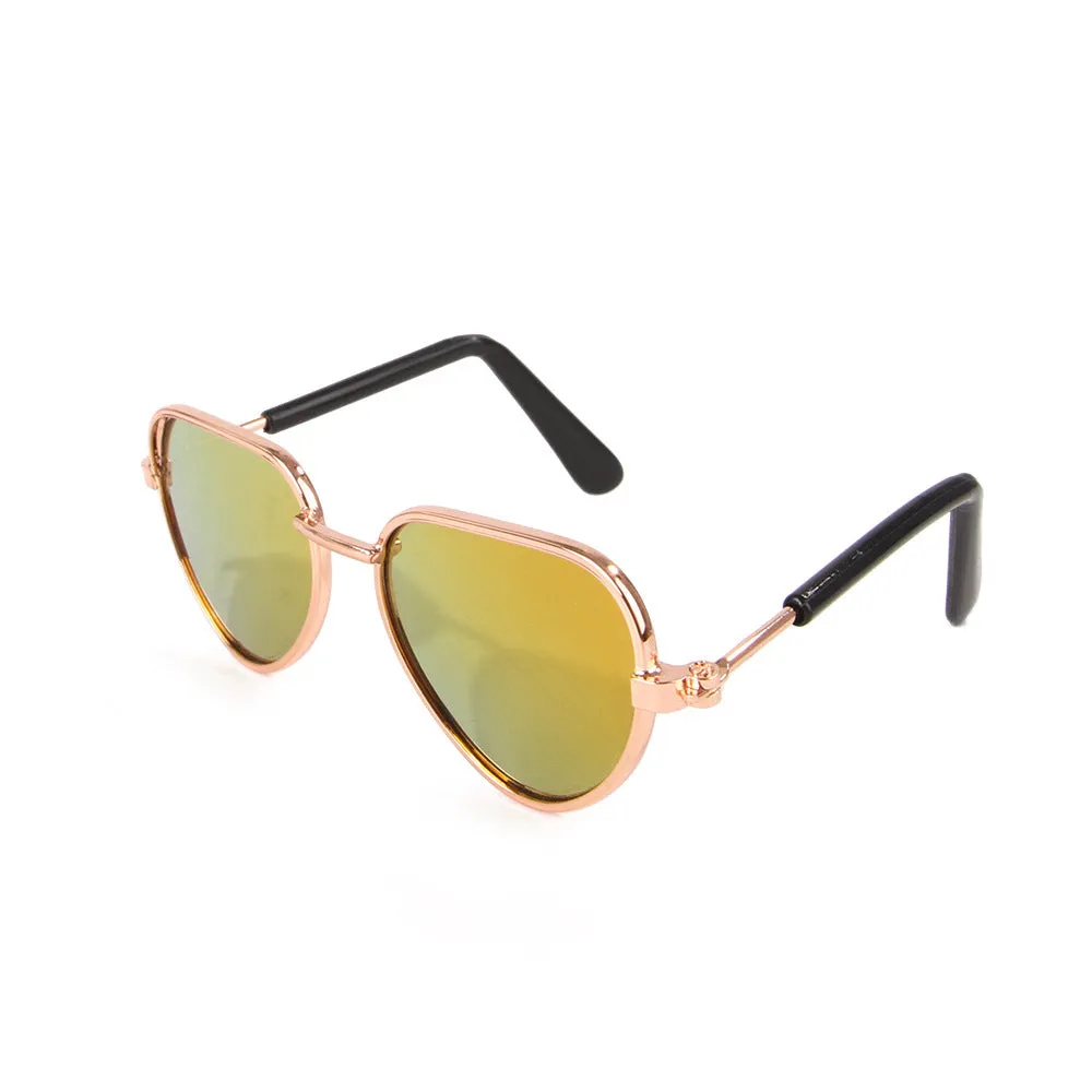 Creative pet sunglasses for cats and dogs with metal frame and polarized lenses in bright colours