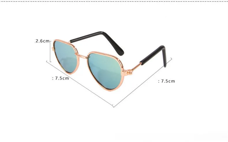 Creative pet sunglasses for cats and dogs with metal frame and polarized lenses in bright colours