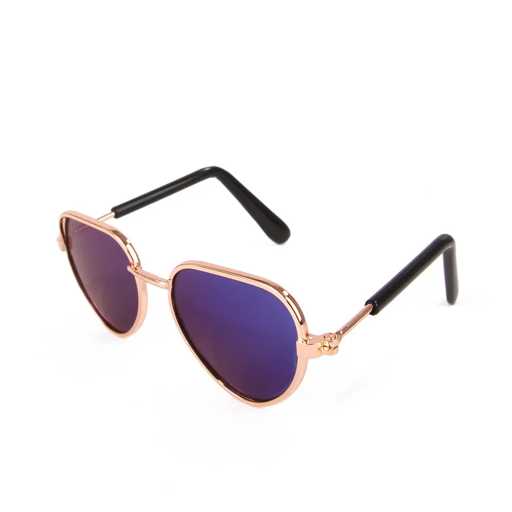 Creative pet sunglasses for cats and dogs with metal frame and polarized lenses in bright colours