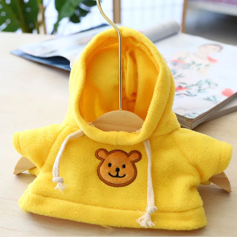 Blue dog hoodie sweater on a small dog, showing the hood and front opening.