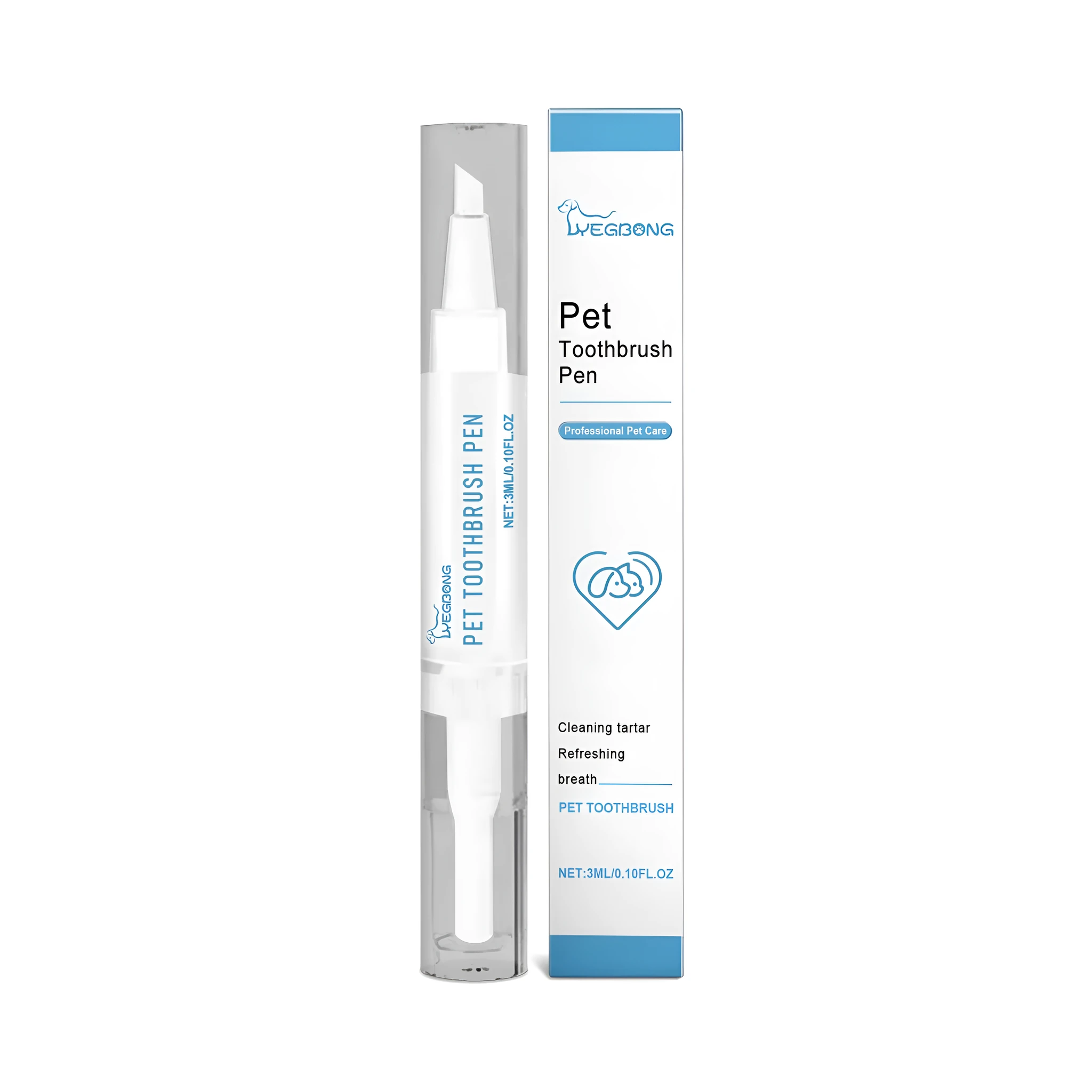 Pet teeth cleaning brush with 12.5cm dental applicator and integrated brush head