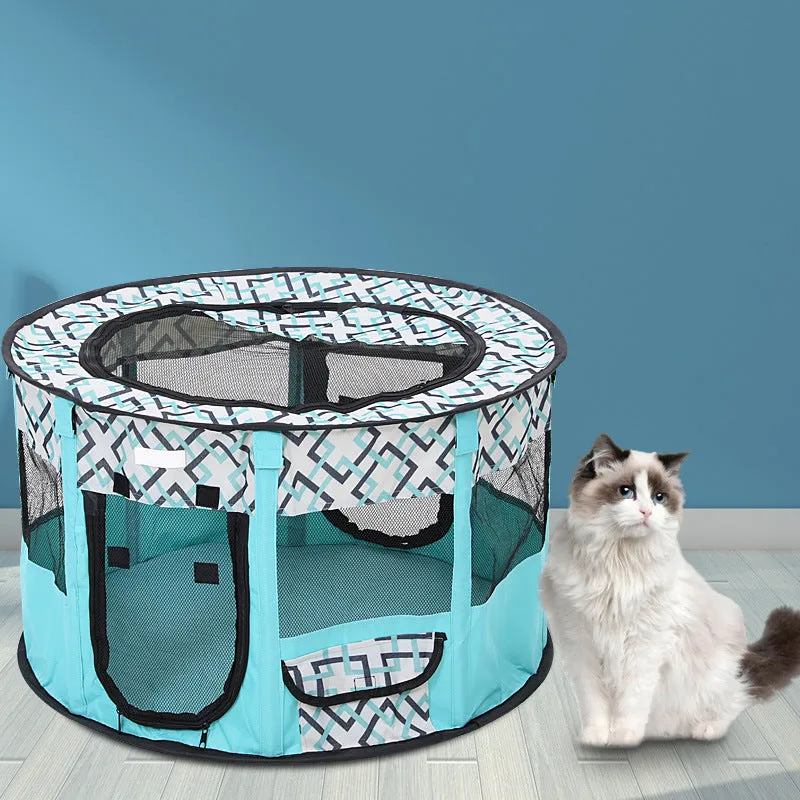 Foldable Oxford cloth mesh pet tent for dogs and cats in colour block design