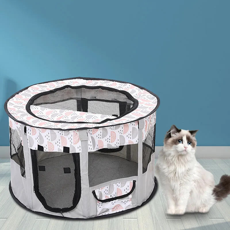 Foldable Oxford cloth mesh pet tent for dogs and cats in colour block design