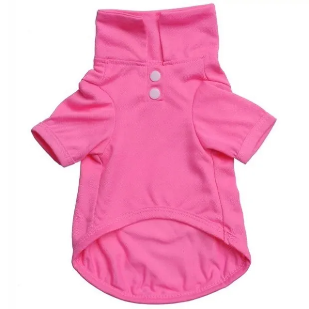 Cotton dog polo shirt in solid colour with collar, available in sizes XS to XL for small medium and large dogs