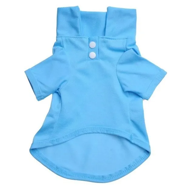 Cotton dog polo shirt in solid colour with collar, available in sizes XS to XL for small medium and large dogs