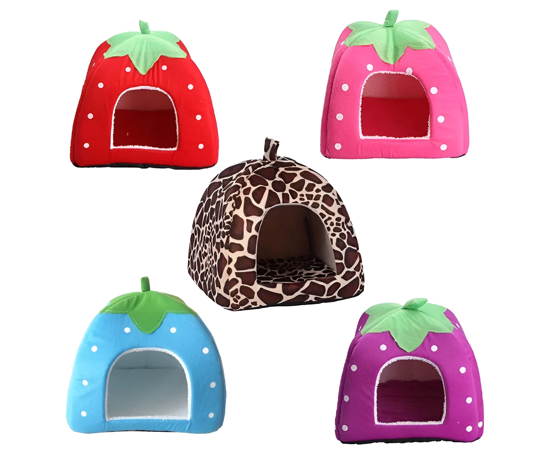 Cat litter house pet bed in cotton cloth with low front railing in blue colour, available in multiple sizes