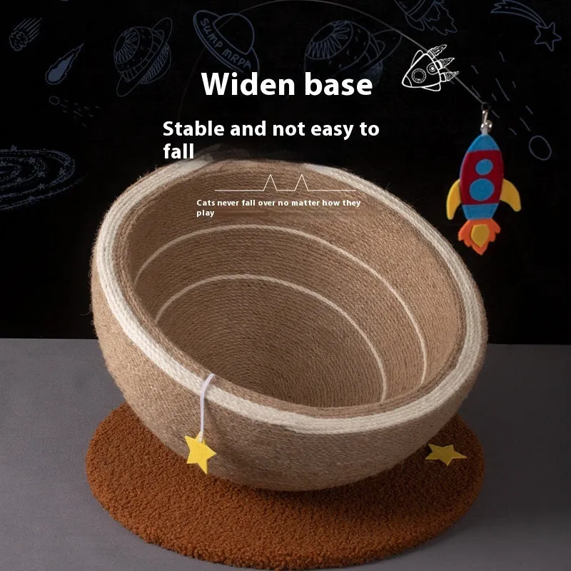 Large integrated cat scratching basin and soft cat nest with sisal scratching surface and flannel lining.