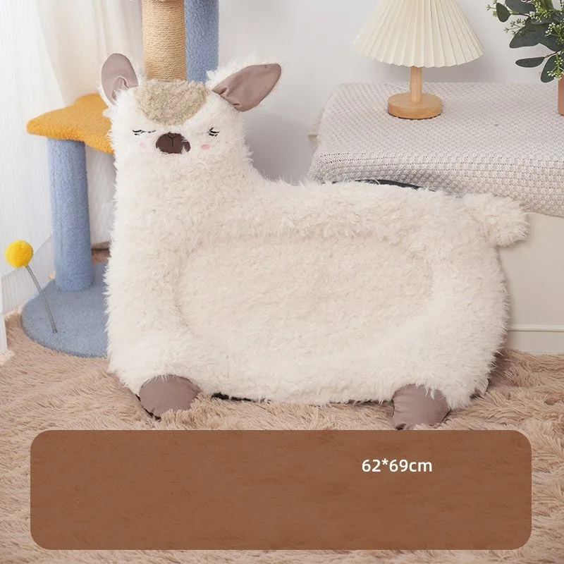 White lion velvet yurt-style pet cushion bed for cats and small dogs, winter warm bedding