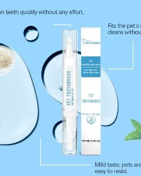 Pet toothbrush pen with soft silicone bristles and 3ml capacity tube for dog and cat dental care