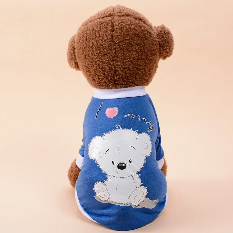 Cotton dog vest leisure style in pink, with size S showing back length 20cm and bust 30cm