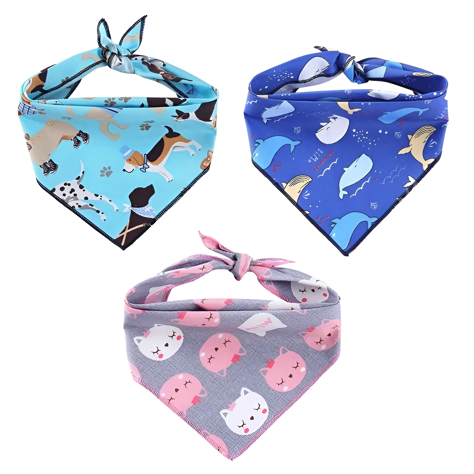 Triangle dog scarf in 100% cotton with waterproof bib, available in L or XL size