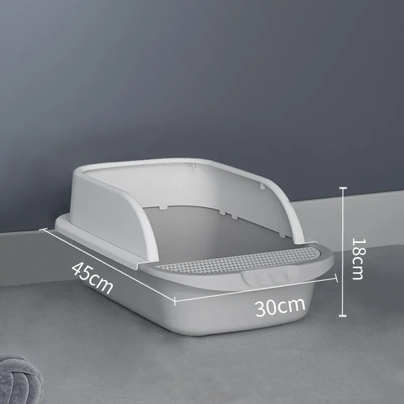 Super large plastic cat litter box with free-combination design in pink, grey, and blue
