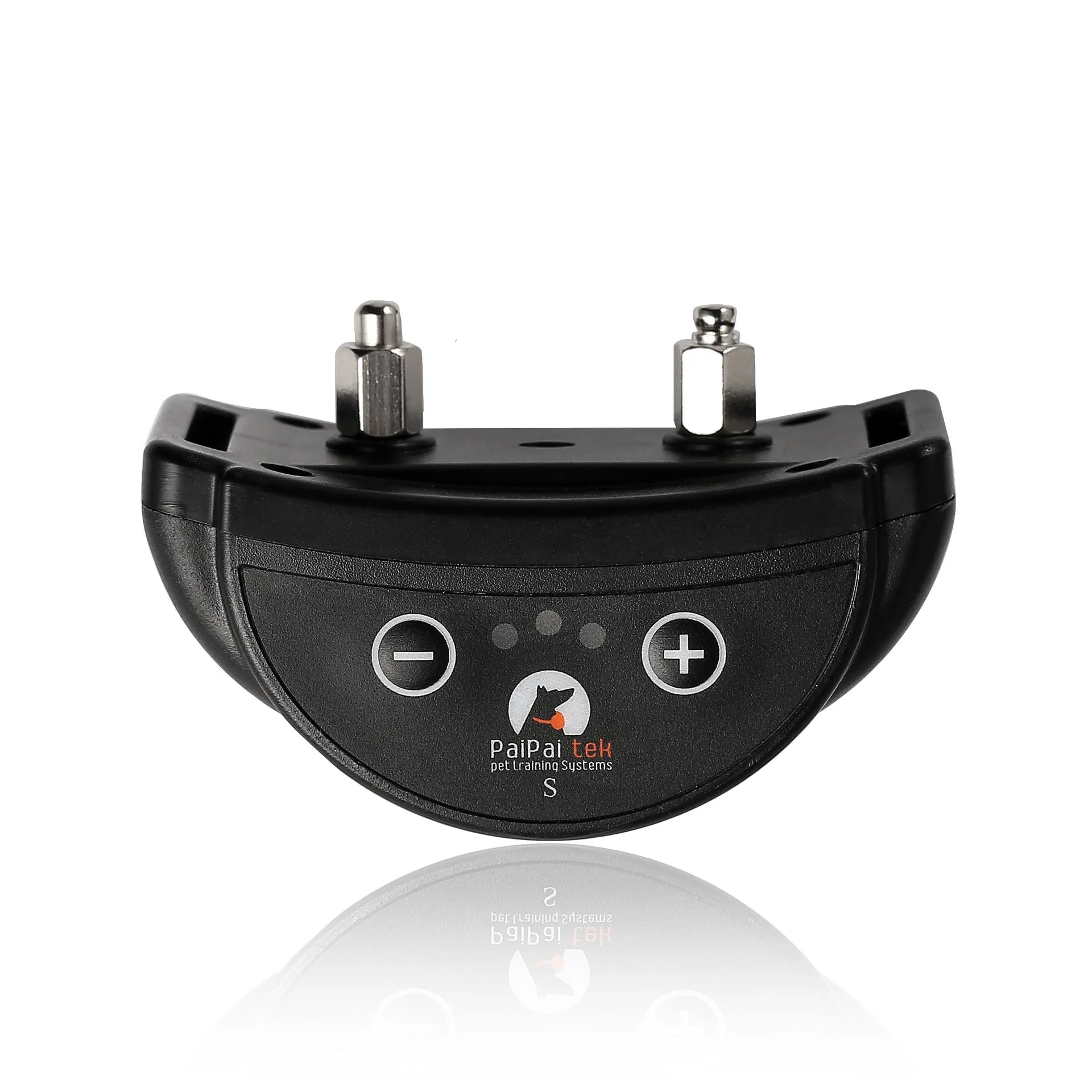 Compact voice control anti-bark collar in black with adjustable sensitivity for medium dogs neck 17-50cm