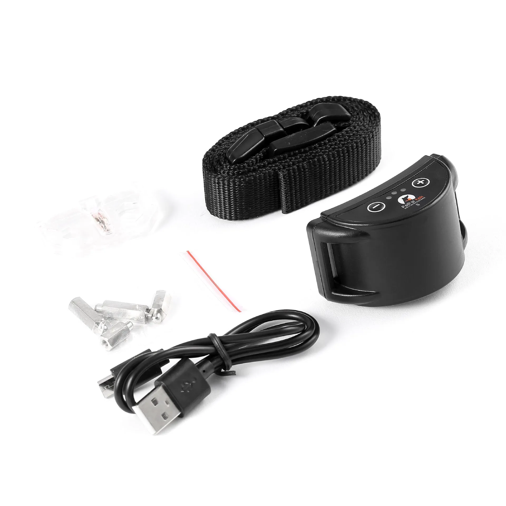 Compact voice control anti-bark collar in black with adjustable sensitivity for medium dogs neck 17-50cm
