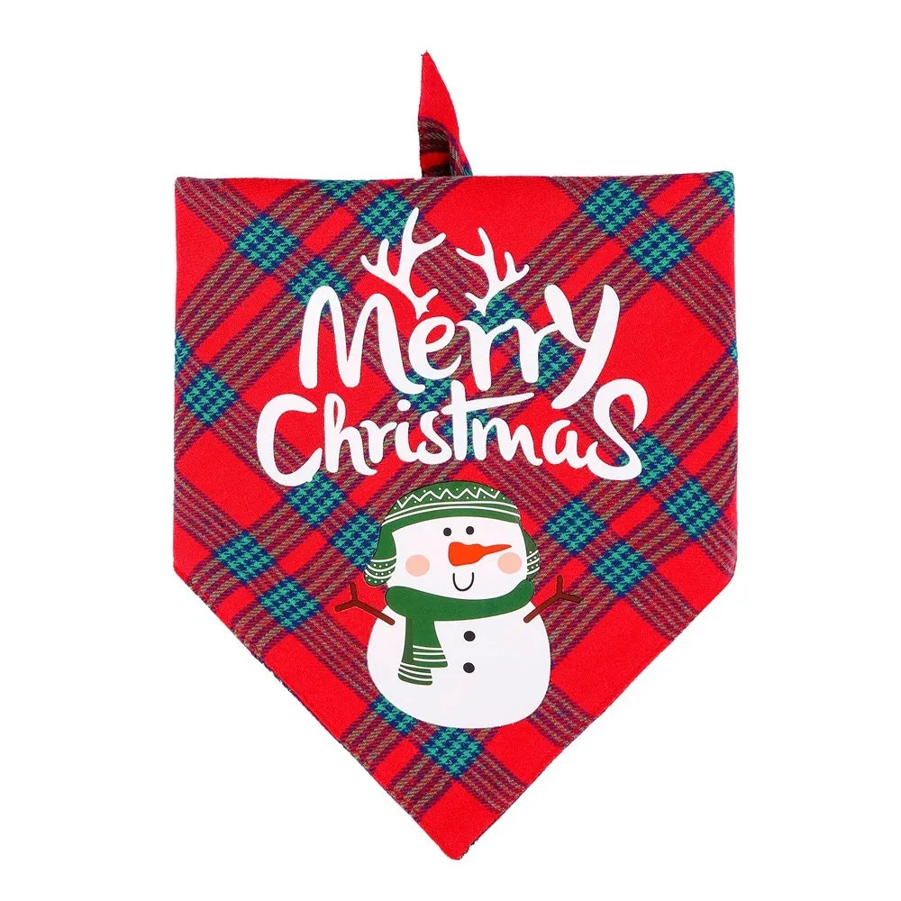 Christmas dog bib in pure cotton with classic snowman pattern, size L65x45x45cm