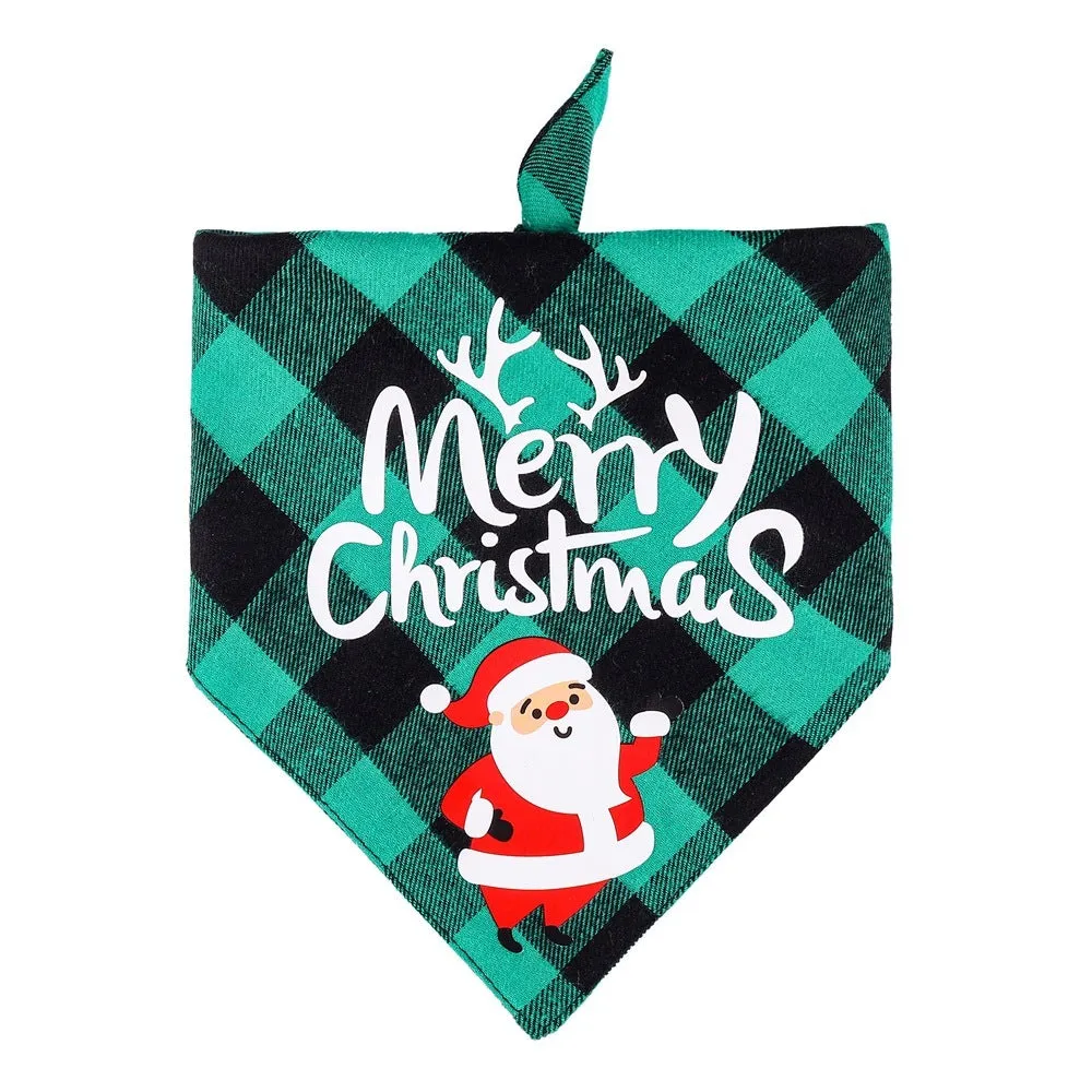 Christmas dog bib in pure cotton with classic snowman pattern, size L65x45x45cm