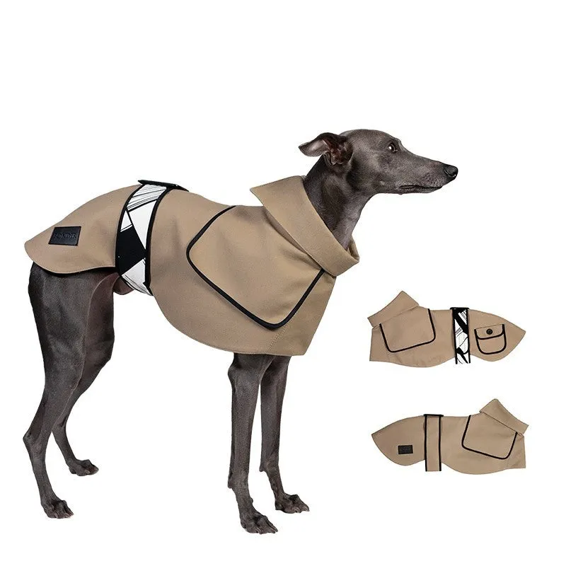 Camel Velcro dog windbreaker coat for spring and autumn, 100% cotton with polycool lining, XS to XXXL sizes